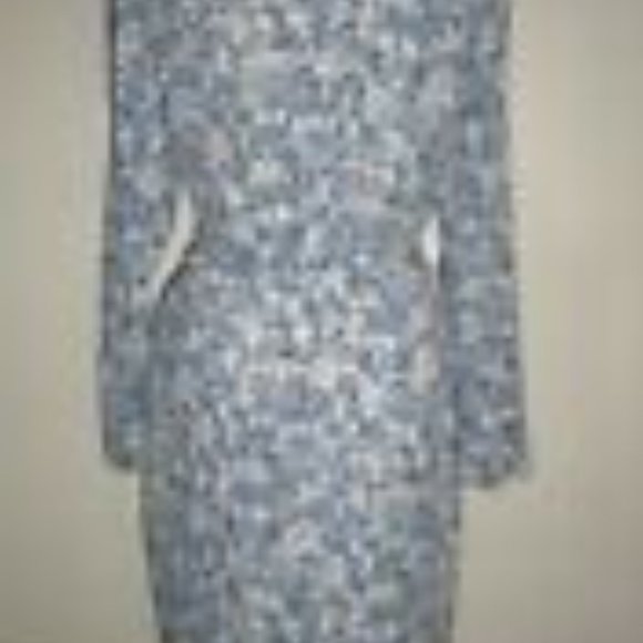 LAUREN RALPH LAUREN MS SIZE 4 BLUE AND WHITE FLORAL PRINT BELTED DRESS - Picture 6 of 7